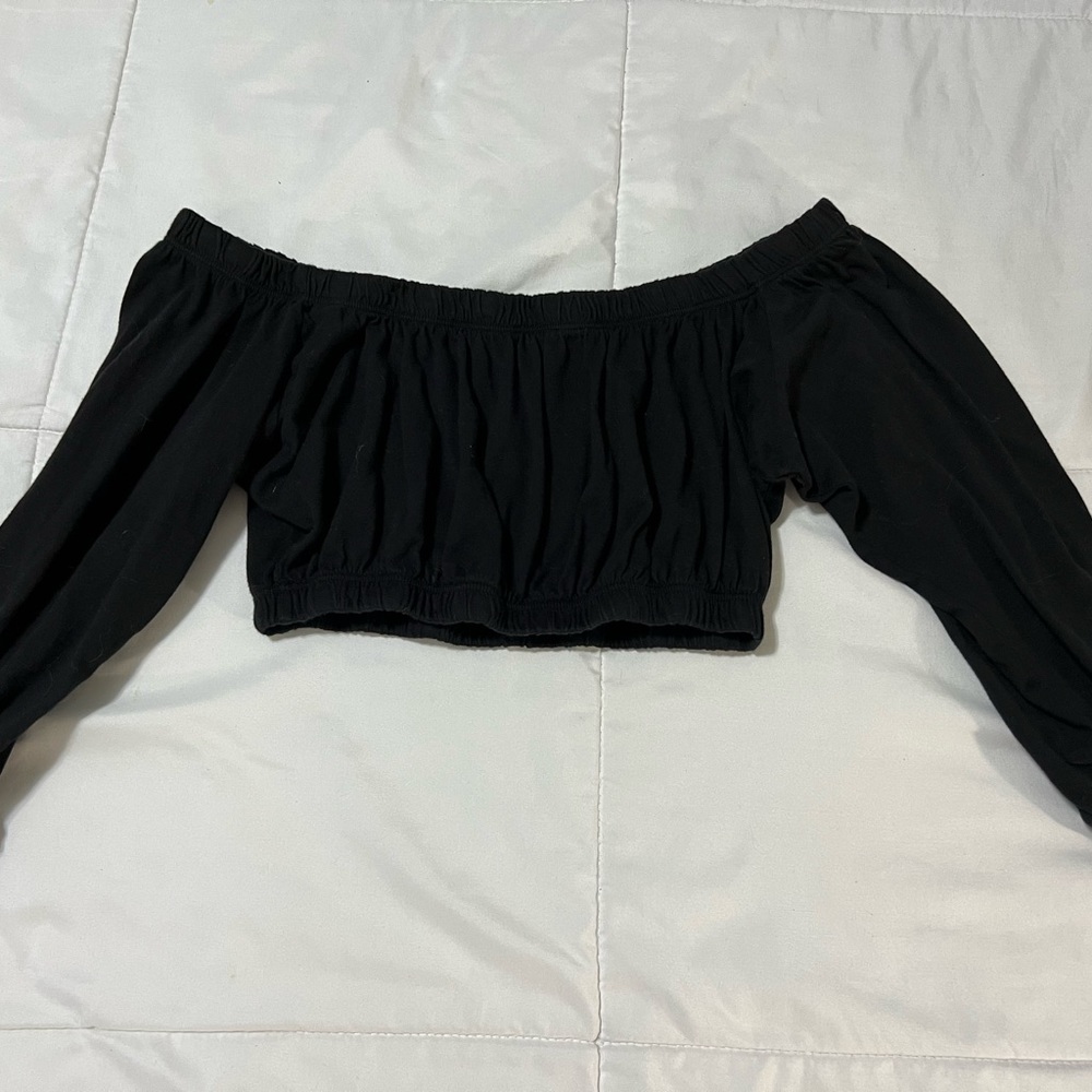 Black off the shoulder crop top